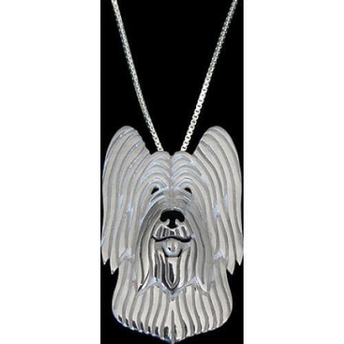 Briard (cropped ears) jewelry pendant necklace gold silver plated Simple abstract animal