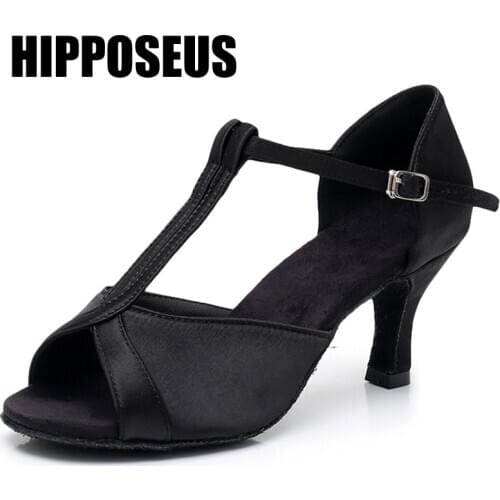 Women Ballroom Tango Dance Shoes Girls Latin Modern Dance Shoes Ladies High Heel Soft Sole Dancing Shoes Black Silver Brown