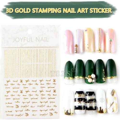 1sheet/lot joyful fashion japanese english letters line round Template sticker decal tool 3d gold stamping nail art sticker