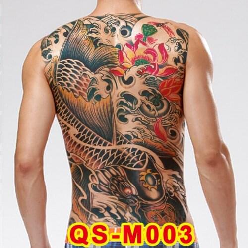 1pc new hot 48*34cm full back large tattoo sticker 20designs Color carp lotus flower temporary flash tattoos body paint cool men