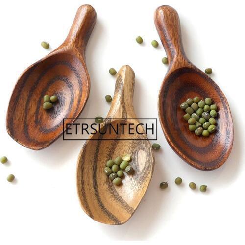 100pcs Japanese Style Small Mini Natural Wooden Spoon Scoop Tea Honey Coffee Condiment Salt Sugar Spoon