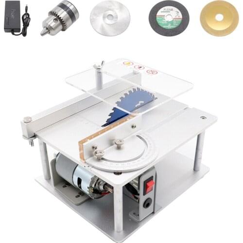 120W Mini Table Saw Handmade Woodworking Bench Saw DIY Hobby Model Crafts Cutting Tool Power Supply 80mm Circular Saw Blade R3