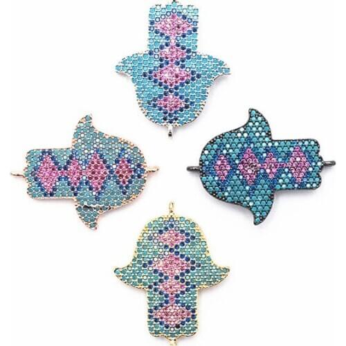 26*21mm Rose palm multicolor micro pave cz zircon cubic zirconia beads DIY Copper necklace bracelet connectors accessories dwe2