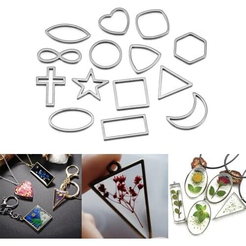 30pcs/lot Border Mold Geometric Hollow Metal Frame Bezel Epoxy Resin Molds Pendant Tray For DIY Jewelry Making Earrings