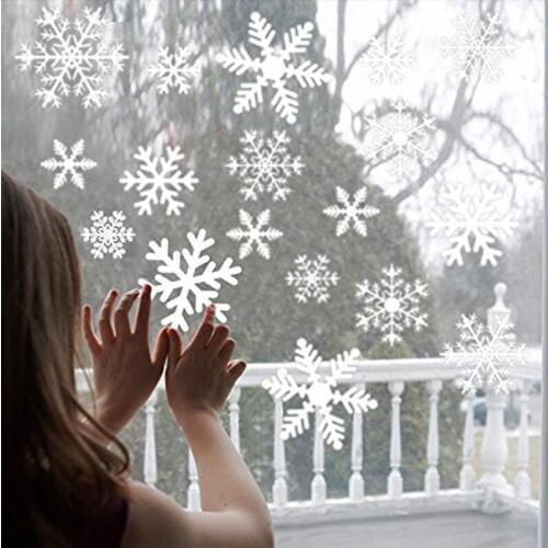 38pcs/lot Christmas Snowflakes electrostatic Stickers for Glass Window wall stickers Xmas Decorative Design Decor Home Decals