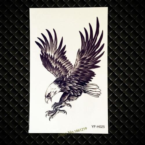 3D Flying Black Eagle Fake Waterproof Tattoo Body Arm Bird Body Art Hawk Tattoos Sexy Man Temporary Tattoo Sleeves Men Stickers