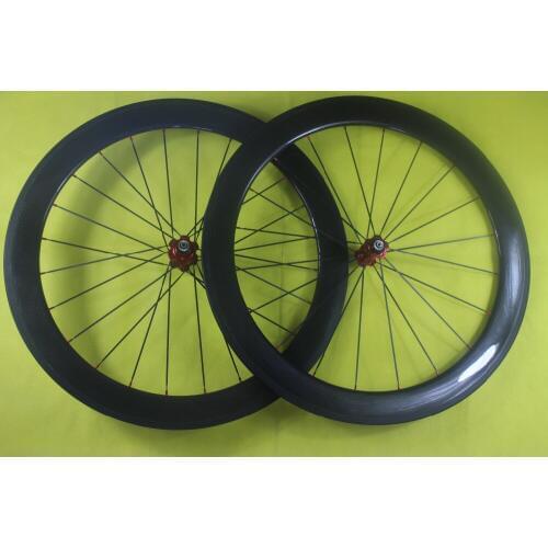60mm 3k glossy carbon wheelset 700c road bike 20/24 Holes Novatec A271SB F372SB hubs external nipples clincher wheels