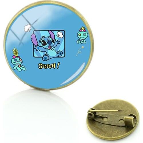 Disney Stitch Play Brooch Clothes Hat Accessories Badge Glass Cabochon Brooch Pin Bag Jewelry