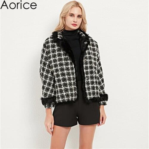 Aorice Women Real Sheep Fur Coat Jacket 2020 Ins Hot Lady Female Girl Winter Wool Liner Coats Parka CT048