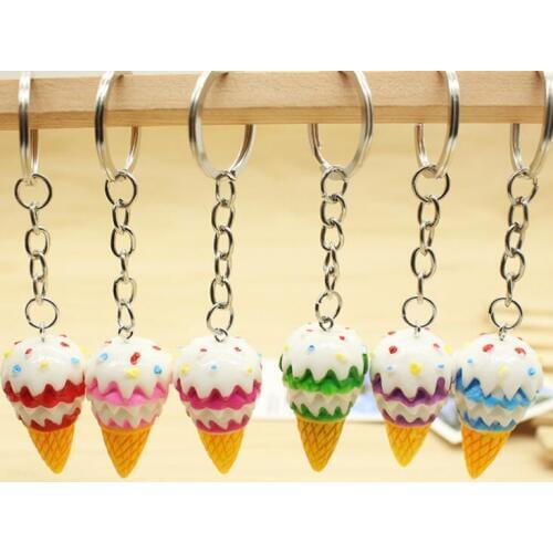 Free Ship 50pcs 4cm Resin Ice Cream Icecream Charm DIY Keychain Cell Phone Straps Fashion DIY Phone Strap Bag Pendant Chirstmas