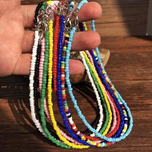 Bohemia Small Beaded Necklaces For Women Boho Short Chokers Charm Boho Necklace Cool Neck Jewelry