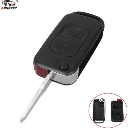 DANDKEY Flip Folding car Shell Remote Key Fob Case 2 Button For Mercedes Benz E113 A C E S W168 W202 W203