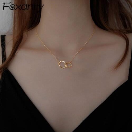 Foxanry Minimalist 925 Sterling Silver Necklace 2021 Trend Elegant Handmade Irregular Geometric Party Jewelry Gifts Wholesale