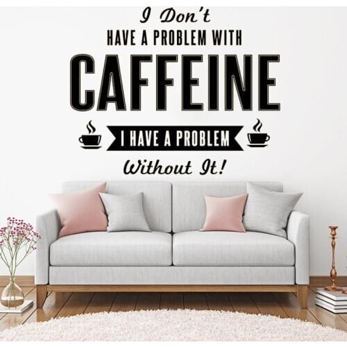 Coffe Wall Decal Caffeine Wall Sticker Lettering about Caffeine Removable Vinyl Sticker Cafe Wall Art Cafe decoration HY1366