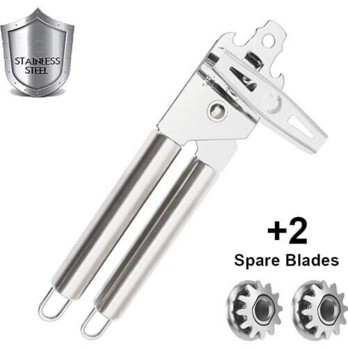 Stainless Steel Can Opener Chrome Bottle Openers Professional Ergonomic Manual Can Opener Kitchen Tools Bar Accessories