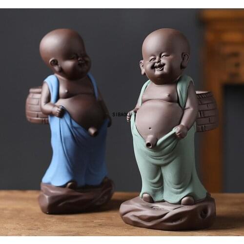 Creative Ceramics Tea Pets Purple Clay Little Monk Figurines Baby Boy Pee Crafts Can Decorate The Desk or Give Away Children