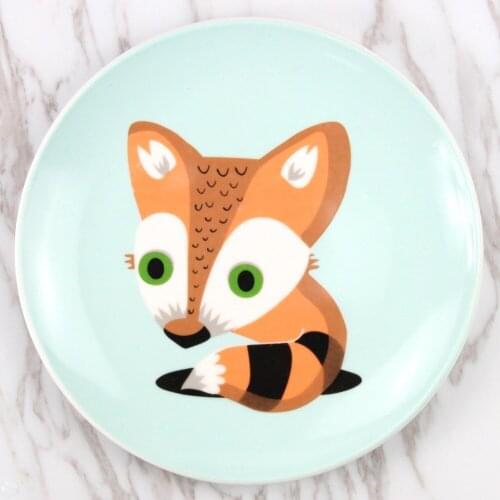 8 Inch Round Fox Ceramic Plate Cartoon Animal Porcelain Dinner Plate Western Steak Fruit Dessert Snack Tray Children Dinnerware