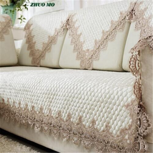 ZHUO MO Beige Lace Sofa Cushion Sofa cover Towel Backrest Seat Cushion Four Seasons General Contracted Antiskid Sofa Bed Cover