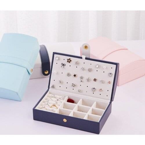 HGHO Small Jewelry Organizer Box Portable Faux PU Jewelry Case Jewelry Treasure Box for Girls Arched