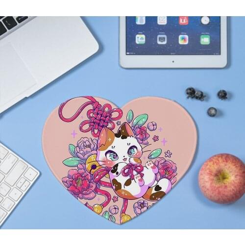 Cute cat fox rabbit fantasies pattern silicone mouse pad table mat heart-shaped mouse pad creative personality mouse pad