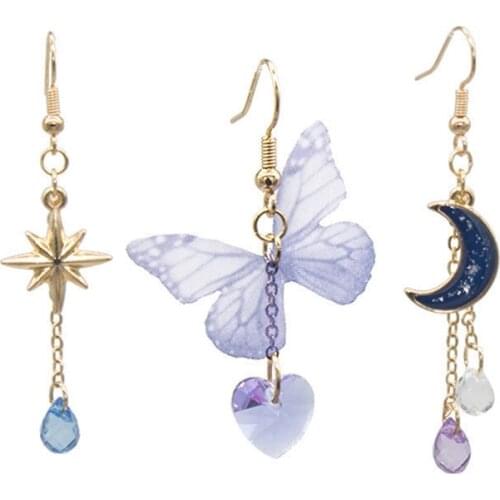 Fashion Personality Lovely Purpou Butterfly Stud Earrings Cute Enamel Beautiful Earrings For Women Trendy Alloy Jewelry Accessor