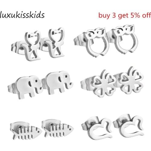 LUXUKISSKIDS 6Pairs/Box Stainless Steel Stud Earrings For Women 's Earring Set 2020 Korean Style Fashion Jewelry Brincos Bulk