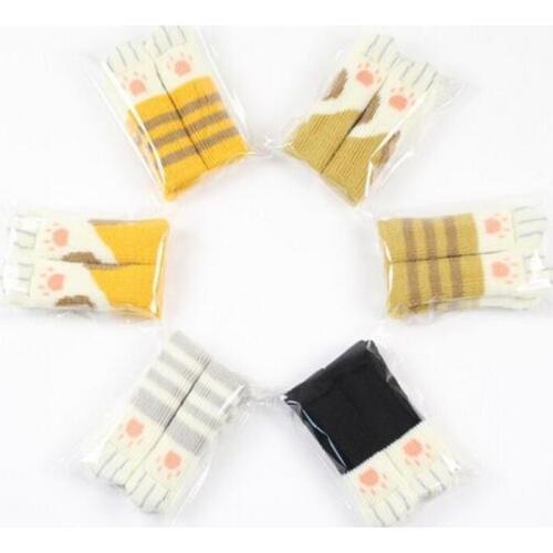 New 100sets 4pcs Knitting Cat Style Chair Leg Socks Home Furniture Leg Floor Protectors Non-slip Table Legs cover prevent cat sc