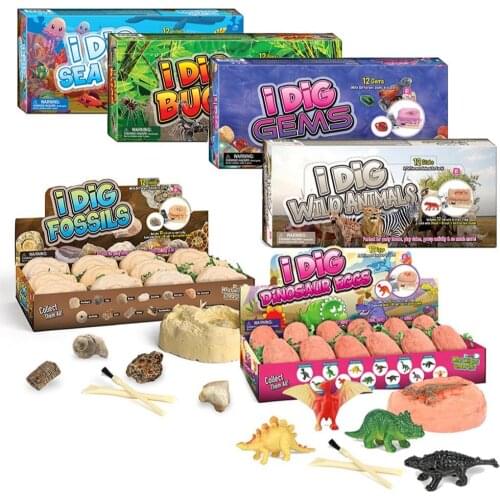 12PCS Jurassic Dinosaur Eggs Dig Kits Archaeological Excavation Wild Animals Fossils Model DIY Kids Educational Toys Xmas Gift