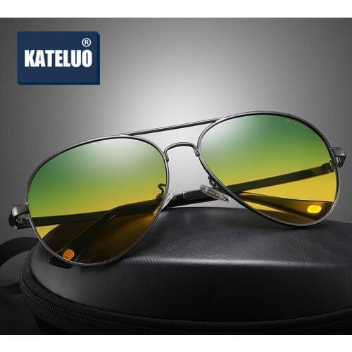 KATELUO 2020 Day Night Vision Goggles Mens Photochromic Sunglasses Anti-glare Glasses for Driving Polarized Car Glasses 7759