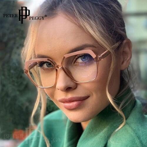 Anti Blue Light Transparent Women Optical Polygon Glasses Frame Fashion Computer Bluelight Blocking Glasses Prescription Eyewear