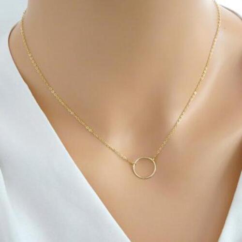 Gold Chain Necklace For Women Round Delicate Minimalist Tiny Circle Necklaces Pendant Simple Jewelry Kolye Bijoux Femme