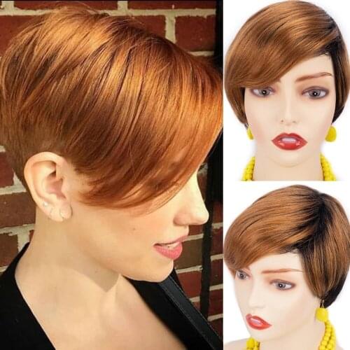 Pixie Cut Wig Lace Human Hair Wig Straight T Part Lace Short Bob Wig Blonde Lace Frontal Wigs For Women Free Shipping 13x4x1