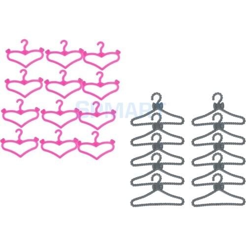 MagiDeal Plastic Heart Pattern Clothes Dress Hangers Coat Rack for Dolls Accs Dollhouse Furniture Decor Children Toys