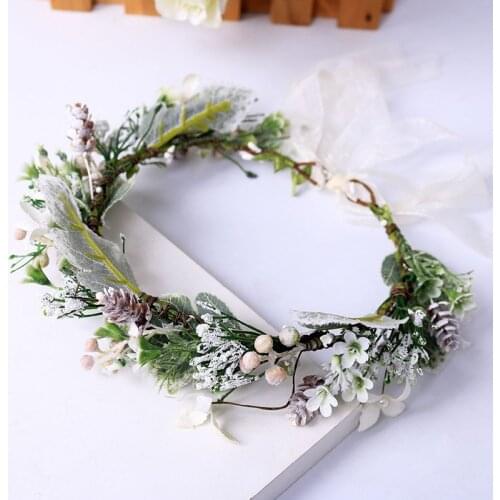 Garland Bridal garland Green Leaf Simulation Headband Seaside Vacation Flower Hairband women Hair Accessory