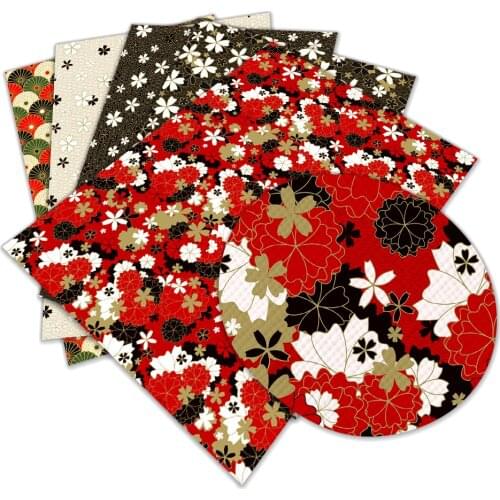 New Beauty Japanese Flower Synthetic Leather Sheets Printed 30 cm x 136cm for DIY Hair Bow Bags