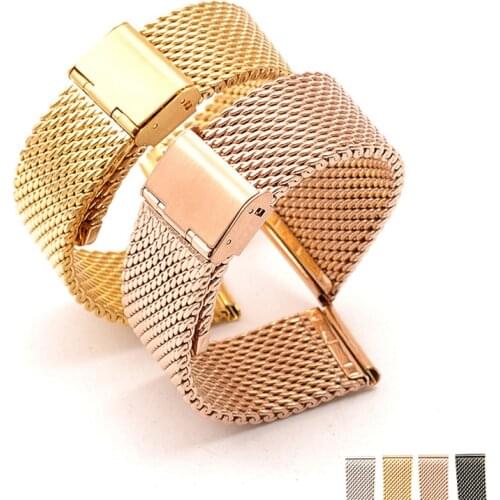 18mm 20mm 22mm 24mm Stainless Steel Watchbands Wrist Watch Mesh Replacement Milanese Band Metal Watch Bracelets Rose gold