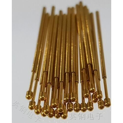 100pcs/lot PAL75-D2 Probe 1.3MM Ball Head Test Pin 75MIL Round Head Spring Pin 1.02MM Gold Pin