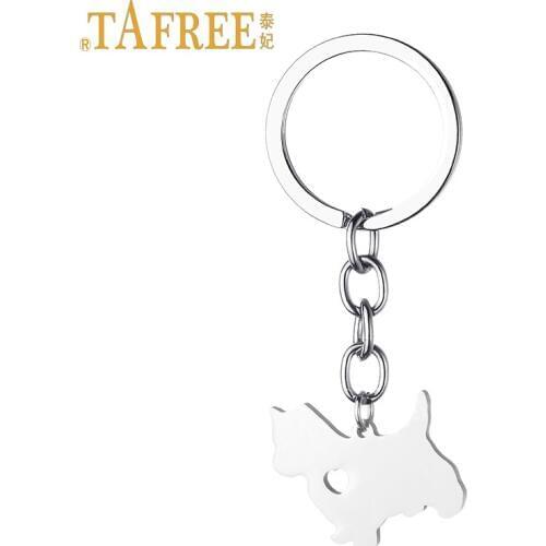 TAFREE English Cocker Spaniel keychain stainless steel animal pendant affenpinscher Aberdeen Terrier dog key chain jewelry SKU03
