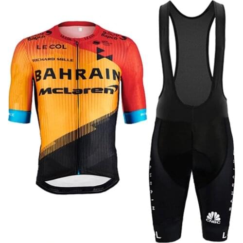 2021 New Bahrain Mclaren Cycling Suit 2020 POO Team Shirts Clothing Bike Jersey Set Tops Jacket Bib Shorts Maillot Kit Clothes