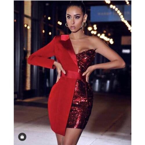 High quality 2021 new fashion long-sleeved dress strapless V-neck Bodycon womens mini sexy party dress
