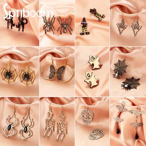 Halloween Earrings for Women Horror Ghost Spider Skull Drop Earring Female Funny Halloween Jewelry Gothic Metal Accessories Gift