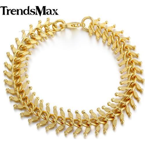 Womens Mens Bracelet Hip Hop Gold Centipede Link Chain Bracelet For Woman Male Jewelry Gifts Wholesale Dropshipping 14mm KGB275