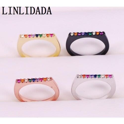 10Pcs New Trendy Micro Pave CZ Womens Ring Inlay Colorful CZ Zirconia Party Gifts Engagement Charming Jewelry