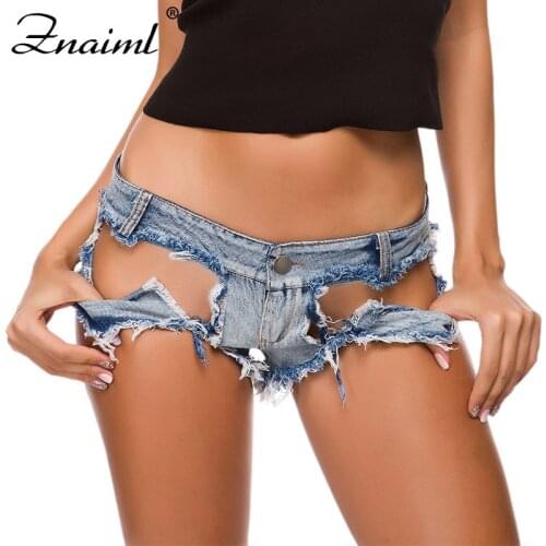 Znaiml Low Waist Denim Womens Shorts 2021 Summer Jean Cotton Hollow Out Shorts Ladies Skinny Sexy Club Super Short Jeans Female