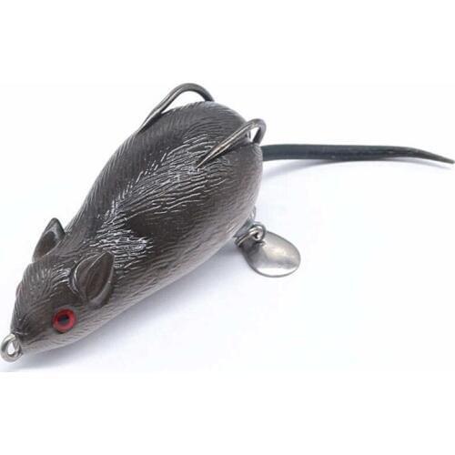 1Pcs 3D Eyes Soft Bait Bells Sound Fishing lures 7cm 19.3g Mouse Lure Floating Simulation Fishing Tackle Soft Bass Baits