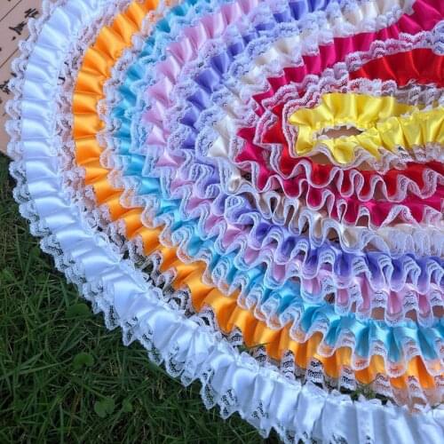 2 meters 4cm wide Satin Cloth Lace Wrinkle Ribbon DIY Toy Doll Dress Trim Curtain Clothing Decoration Accessories