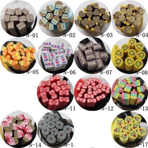 2pcs/lot 1CM*5CM Big Polymer Clay Cane Fancy Cake Ice-lolly Smiling Face Bow Frog Strawberry Cake