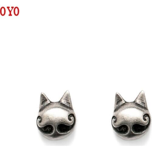 925 sterling silver beard cat earrings