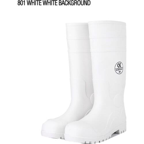 White rain boots workshop corrosion resistant PVC rain shoes industry water shoes CE standard SAFETY