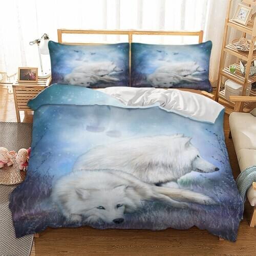 White Fox Bedding Set Luxury Single Double Bed Linen Snow Queen King Twin Full Duvet Cover Set For Adult Man Boys Home Textiles